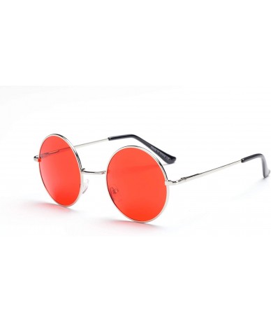 Goggle Unisex Round Fashion Sunglasses - Silver/Red - CG18WU97HT6 $56.36