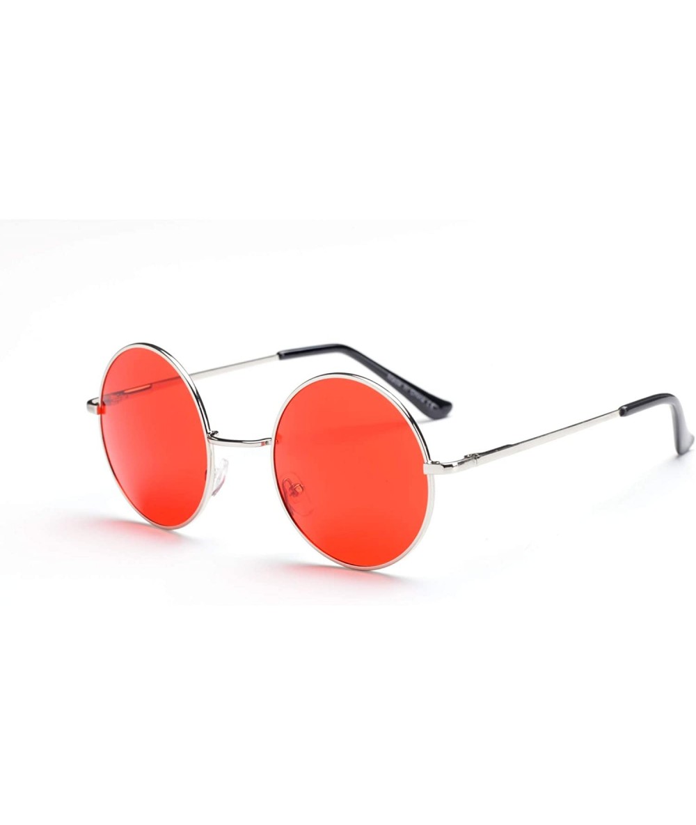 Goggle Unisex Round Fashion Sunglasses - Silver/Red - CG18WU97HT6 $23.80
