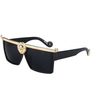 Oversized Square Flat Top Thick Plastic Super Dark Gangster Luxury Sunglasses 57mm - Black Lens+gold Frame - CA182M6O8HO $35.29