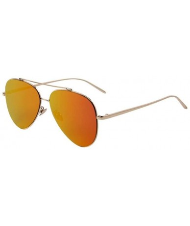 Aviator Women UV400 Sunglass Men Ultralight Flat Coating Mirror Lens Sunglasses - Red - CN17YZCT6QN $13.61