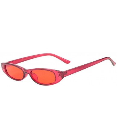 Rectangular Thick Frame Rectangular Oval Sunglasses - Red Crystal - CJ1986HRT3N $10.75