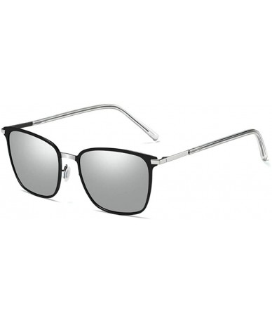 Rectangular Men's Polarized Driving Sunglasses for Men fashion Men UV400 - Silver+black/Silver - C418I3OR6ET $10.45