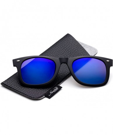 Round Newbee Fashion Polarized Clip Sunglasses - 50mm Blue-w/Pouch - CU129U0C36V $23.67