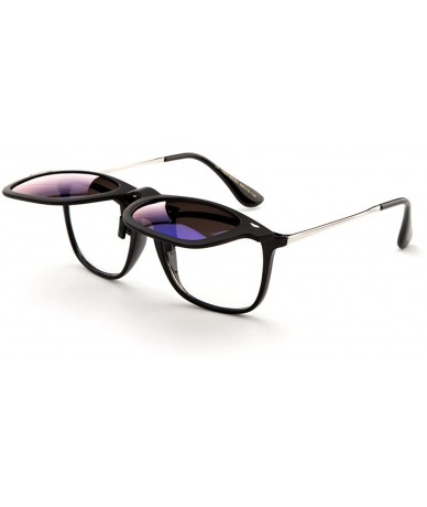 Round Newbee Fashion Polarized Clip Sunglasses - 50mm Blue-w/Pouch - CU129U0C36V $11.03