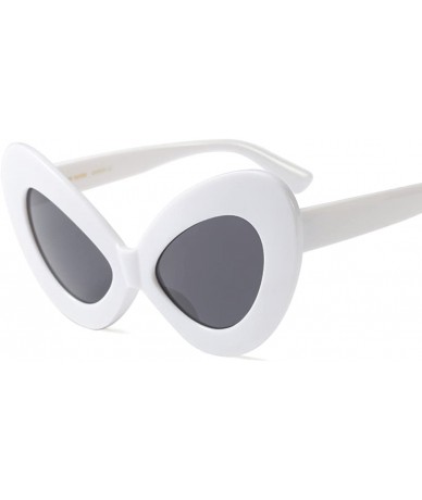 Cat Eye Oversized Cat Eye Sunglasses Women Sexy Retro Sun Glasses Accessories Summer - White With Black - CD18D84UE88 $20.14