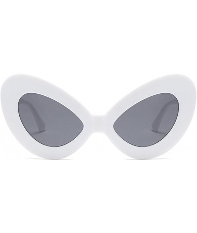Cat Eye Oversized Cat Eye Sunglasses Women Sexy Retro Sun Glasses Accessories Summer - White With Black - CD18D84UE88 $9.93
