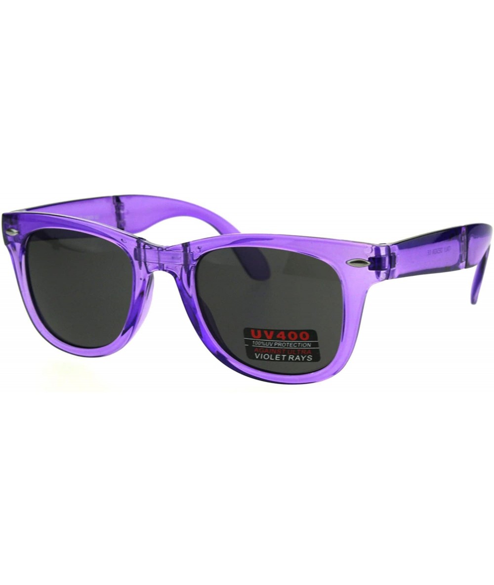 Rectangular Collapsible Folding Hipster Plastic Horn Rim Sunglasses - Purple - C618GS5OMSR $9.89
