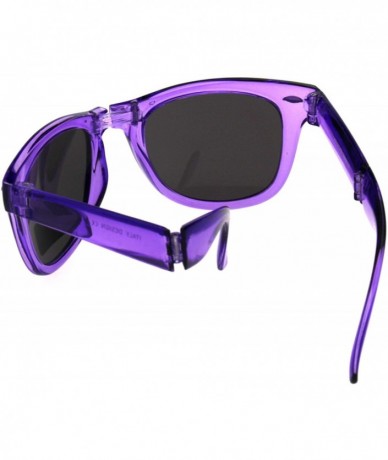 Rectangular Collapsible Folding Hipster Plastic Horn Rim Sunglasses - Purple - C618GS5OMSR $9.89