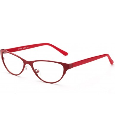 Square "Angela" Aluminum Brushed Prescription Cateye Clear Lens Rx Frames - Red - CS12KRZEV6X $16.76