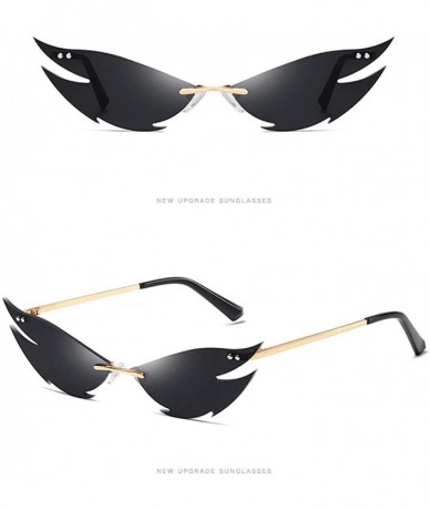 Oversized UV Protection Sunglasses for Women Men Rimless frame Cat-Eye Shaped Plastic Lens Metal Frame Sunglass - Gold - CQ19...