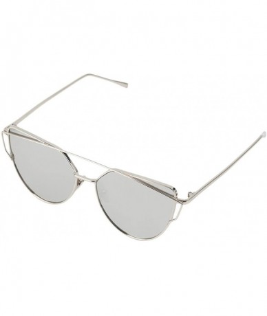 Cat Eye RetroUV New Cat Eye Aviator Sunglasses Women Fashion Retro Metal Frame Shades - Silver - CO12L6PI5ID $7.58