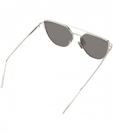 Cat Eye RetroUV New Cat Eye Aviator Sunglasses Women Fashion Retro Metal Frame Shades - Silver - CO12L6PI5ID $7.58