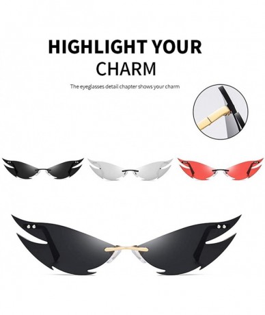 Oversized UV Protection Sunglasses for Women Men Rimless frame Cat-Eye Shaped Plastic Lens Metal Frame Sunglass - Gold - CQ19...