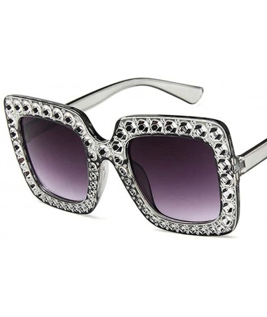 Square 1pcs Women Fashion Square Frame Rhinestone Decor Sunglasses Sunglasses - CN1906RK69W $20.34