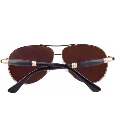 Oval Polarized Sunglasses Men's Metal Frame UV400 Glasses-SG15808182 - 1580 Gold&ebony/Redsandalwood - C618LTZU8YR $11.62