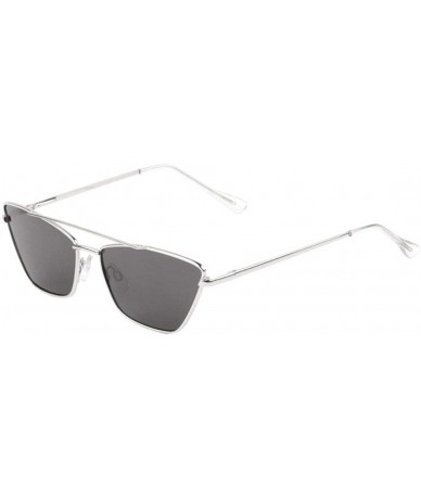 Cat Eye Thin Frame Long Curve Top Bar Geometric Cat Eye Sunglasses - Black Silver - C6197YMOC4Q $15.35