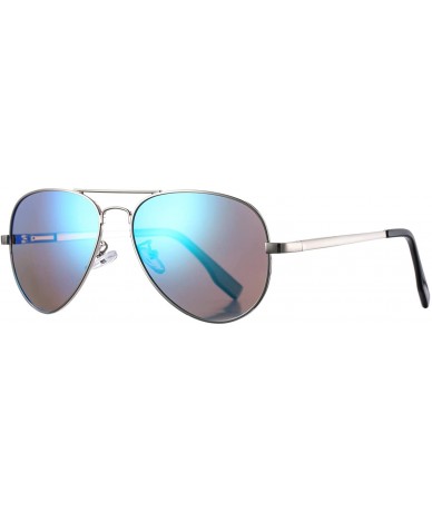 Oversized Polarized Aviator Sunglasses Mirrored Lens Metal Frame for Men Women - 100% UV 400 Protection - A6 Blue Mirrored - ...