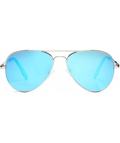 Oversized Polarized Aviator Sunglasses Mirrored Lens Metal Frame for Men Women - 100% UV 400 Protection - A6 Blue Mirrored - ...