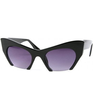 Cat Eye Semi-Rimless Cat Eye Sunglasses Trendy Style P2186 - Black - CB18I8WE0ST $10.01