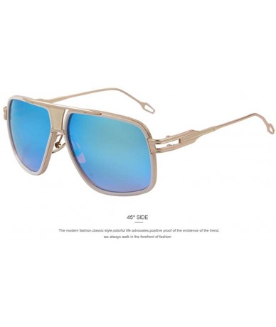 Goggle Men's Sunglasses Newest Vintage Big Frame Goggle Summer Style Brand C01 Black - C02 Blue - CF18XE0IO4A $27.43