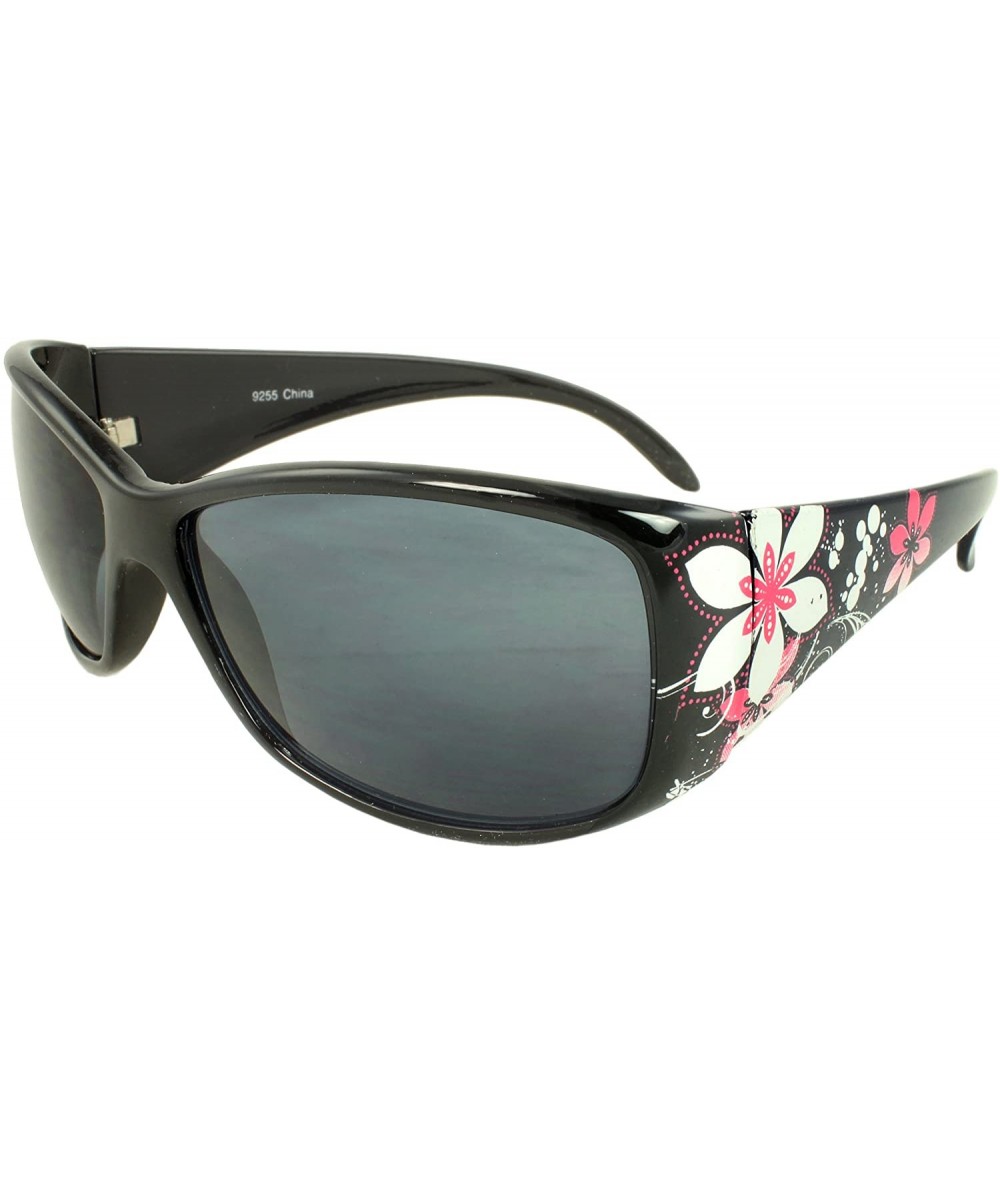 Wrap Floral Wrap Fashion Sunglasses - Black Pink - CD11G3L6PFV $9.62