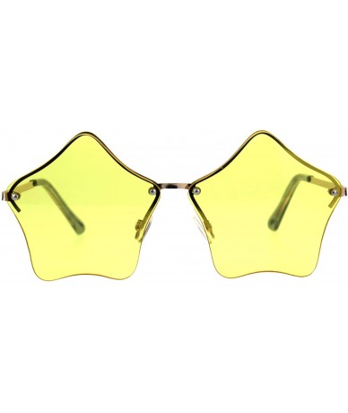 Rimless Star Shape Sunglasses Glasses Cute Stars Lens Half Rimless Frame UV 400 - Yellow - C6180R5RYI8 $19.70