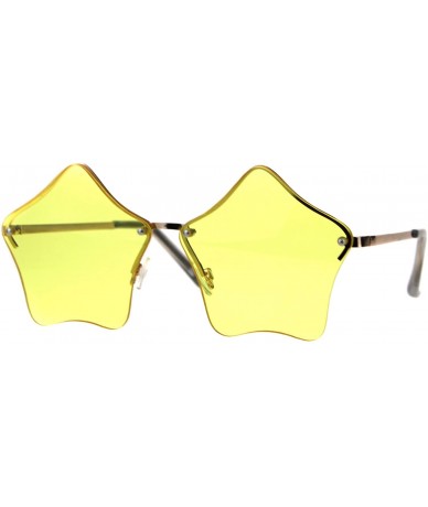 Rimless Star Shape Sunglasses Glasses Cute Stars Lens Half Rimless Frame UV 400 - Yellow - C6180R5RYI8 $11.05