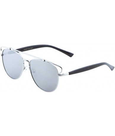 Aviator Color Mirror Aviator Frame Extra Top Brow Bar Sunglasses - Grey - C019080A255 $25.45