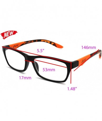 Rectangular Double Injection Lightweight Reading Glasses Free Case - Z1 Matte Black / Tortoise Orange - CB18YTD06CE $19.13
