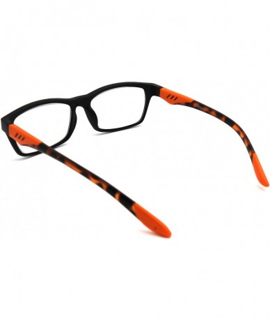 Rectangular Double Injection Lightweight Reading Glasses Free Case - Z1 Matte Black / Tortoise Orange - CB18YTD06CE $19.13