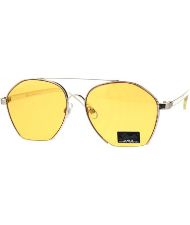 Rectangular Womens Crop Bottom Metal Rim Boyfriend Style Pilots Sunglasses - Gold Clear Yellow - CN18EQ9EG5S $15.33