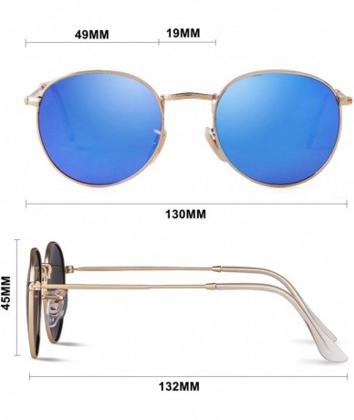 Round Round Polarized Sunglasses Women Men Vintage Hexagon Circle Sun Glasses - 2 Pack-gold Frame-blue Mirror - CA19047O9OX $...