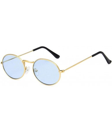 Aviator Retro Sunglasses Vintage Small Metal Oval Frame Colorful UV400 Mirror Travel 5 - 3 - CW18YQNAQSY $7.77