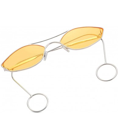 Round Unisex Sunglasses Retro Silver Drive Holiday Round Non-Polarized UV400 - Yellow - CA18R94X5AC $13.02