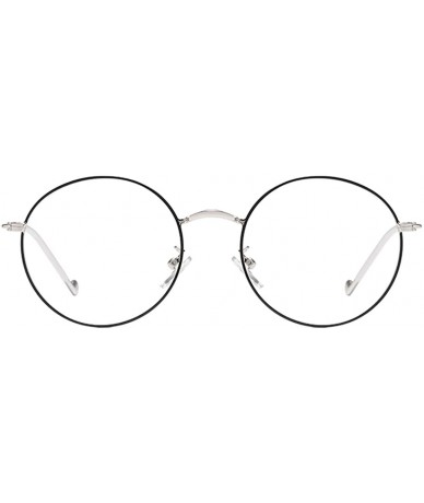 Round Fashion Anti-blue light Hiramitsu Myopia Glasses Retro Glasses - Black Silver - C31978D762A $21.15