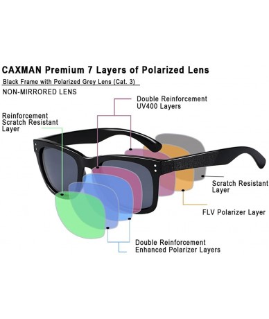 Rectangular Square Sunglasses for Men Women TR90 Unbreakable - 100% UV Protection - Black Frame/Black Lens(polarized) - CC183...