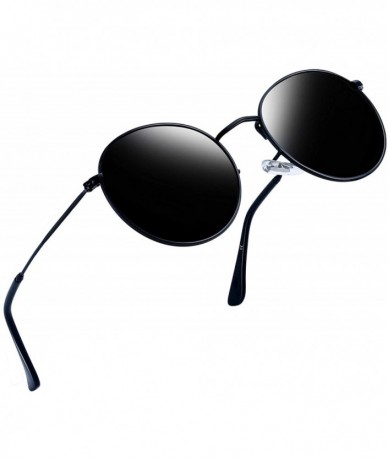 Round Vintage Round Sunglasses for Women Retro Brand Polarized Sun Glasses E3447 - Black - C117Z7ISILR $11.26