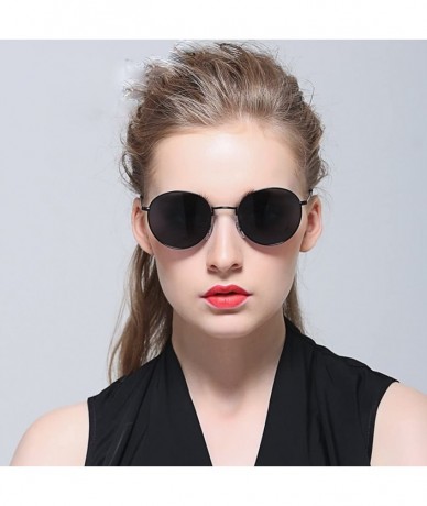 Round Vintage Round Sunglasses for Women Retro Brand Polarized Sun Glasses E3447 - Black - C117Z7ISILR $11.26