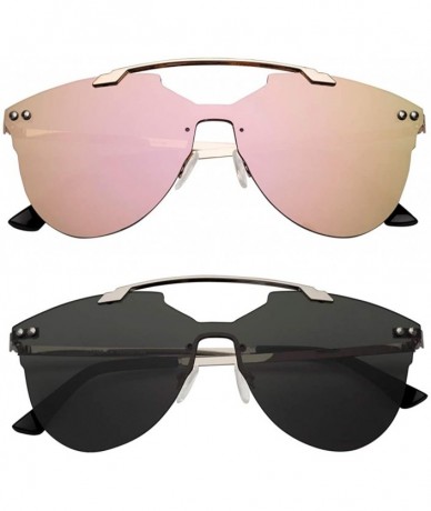Rimless Men Women Sunglasses Square Blaze Double Bridge UV400 Protection Light Weight - CV18OHKTOO4 $11.19