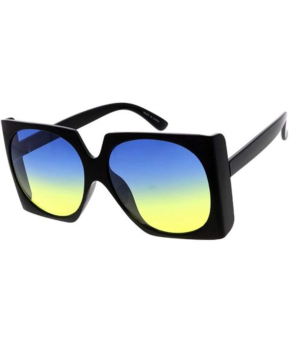 Oversized Butterfly Frame Bulky Candy Lens 70s Retro Fashion Sunglasses - Blue - CD18UCQ5YMD $14.33