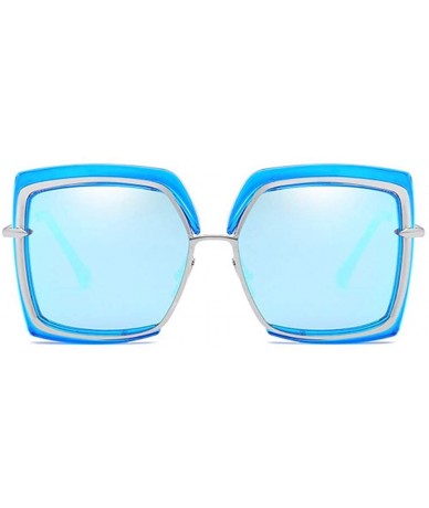 Oversized Sunglasses Metal Inner Ring Sunglasses Fashionable Half-frame Women's Anti-ultraviolet - B - C318Q0IN5NE $49.61