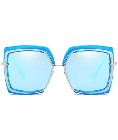 Oversized Sunglasses Metal Inner Ring Sunglasses Fashionable Half-frame Women's Anti-ultraviolet - B - C318Q0IN5NE $25.48