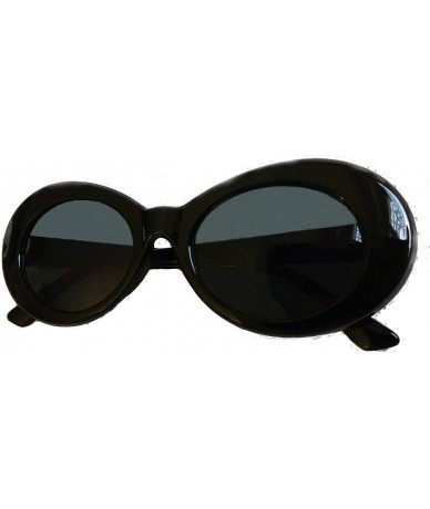Oval Clout Goggle Sunglasses - 1 or 2 Pairs UV400 White/Black/Leopard Cobain Inspired - Black - CU188ODIHL4 $13.43