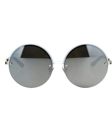 Rimless Womens Half Rim Circle Lens Round Hippie Groove Rimless Sunglasses - White Silver Mirror - CE1824T7WNA $23.96