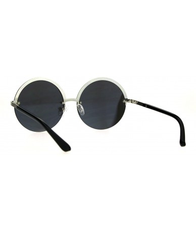 Rimless Womens Half Rim Circle Lens Round Hippie Groove Rimless Sunglasses - White Silver Mirror - CE1824T7WNA $14.19