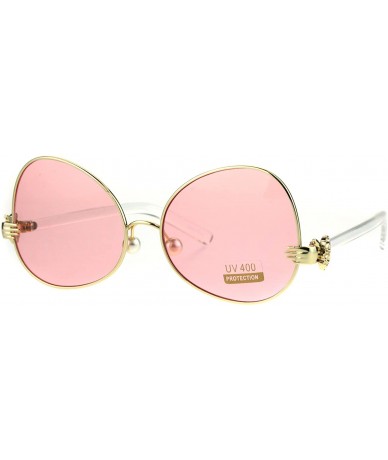 Butterfly Pearl Nose Pad Clown Hand Hinge Drop Temple Swan Sunglasses - Gold Pink - CB184YC6G6S $28.07