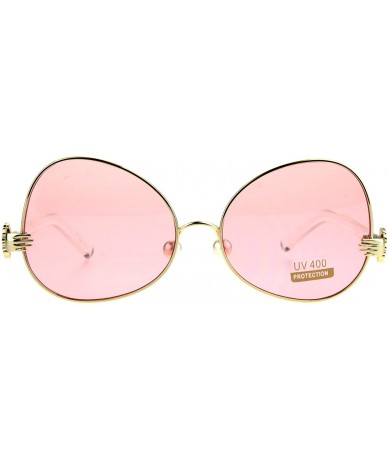Butterfly Pearl Nose Pad Clown Hand Hinge Drop Temple Swan Sunglasses - Gold Pink - CB184YC6G6S $16.29