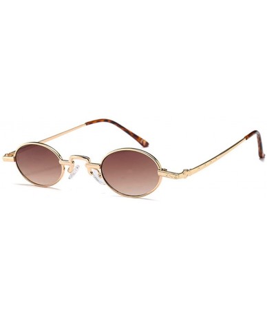 Rimless Unisex Vintage Oval Glasses Small Metal Frames Sunglasses UV400 - Glod Brown - CU18NL9YO7T $25.58