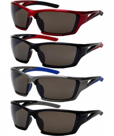 Sport Premium Sports Sunglasses w/Flash Mirror Lens 570087MMT-FM - Metallic Red - C112K07OWEJ $13.67