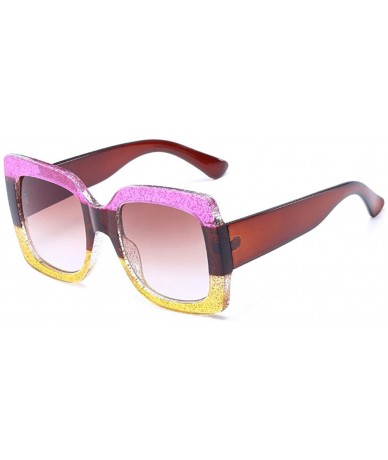 Square Oversized Square Sunglasses Women Multi Tinted Frame Fashion Eyewear - C2 - CJ18CQH0DZG $18.25